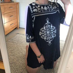 Twenty-four Seven embroidered blue shift dress